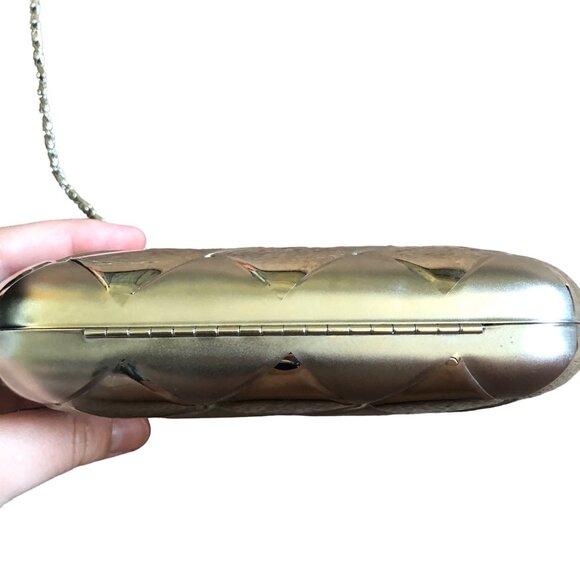 Vintage Carlo Fellini Hard Shell Metal Glamour Art Deco Harlequin Evening Bag - Picture 9 of 9